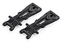 Two black plastic rear lower suspension arms for an RC car, shown from an angled top-down perspective on a white background.