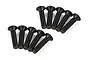 Ten black metal countersunk head screws arranged in two rows on a white background.