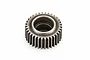 A studio shot of a grey steel RC idler gear with 34 teeth on a white background.