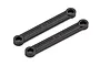 Two black plastic 55mm RC steering linkages with circular mounting holes at each end, isolated on a white background.
