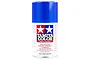 A 100ml can of Tamiya TS-50 Mica Blue lacquer spray paint for plastics, featuring the Tamiya logo and safety warnings on a white background.