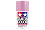 A 100ml can of Tamiya TS-59 Pearl Light Red lacquer spray paint for plastic models, featuring the Tamiya logo and white text on a red and blue background.