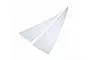 Two white triangular RC boat sails isolated against a plain white background.