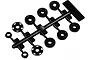 A black plastic sprue containing ten RC shock pistons of various hole configurations, labeled OT209.