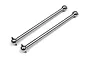 Two silver-coloured metal RC car drive shafts with ball-joint ends, shown against a plain white background.