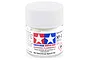 A 10ml glass jar of Tamiya XF-2 Flat White acrylic paint with a white screw-on cap, centered against a white background.