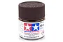 A small glass jar of Tamiya XF-9 Hull Red flat acrylic paint with a brown screw-on cap, set against a plain white background.