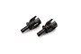 Two dark grey metal differential outdrive cups for Kyosho RC cars, shown against a plain white background.
