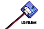 An EasyLap blue micro IR transponder with an integrated LED and a black and red wire connector, isolated on a white background.