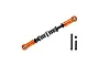 GPM Racing orange aluminium servo steering link with adjustable spring, including two screws and a nut, isolated on a white background.