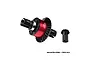 GPM Racing complete differential assembly with a red aluminium housing and black steel gear, alongside a separate black steel pinion gear.