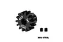 A black GPM Racing 14T 1Mod pinion gear made of 20Cr steel, shown with two grub screws on a white background.