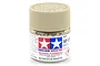 A small glass jar of Tamiya XF-57 Buff flat acrylic paint with a tan screw-on cap, isolated on a white background.
