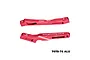 Two red anodized aluminium RC chassis braces from GPM Racing, showing branding and material markings on a white background.