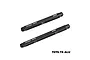 Two black GPM Racing aluminium centre brace bars for RC vehicles, featuring 7075-T6 aluminium construction and EXB branding.