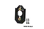 A black GPM Racing aluminium motor mount with brass inserts and four small black screws on a white background.
