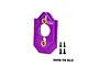 A purple GPM Racing aluminium motor mount with brass inserts and four black screws on a white background.