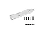 A silver GPM Racing aluminium rear skid plate for RC cars, shown with six black mounting screws on a white background.
