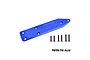 A blue anodized aluminium rear skid plate by GPM Racing with six black mounting screws on a white background.