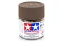 A 10ml jar of Tamiya XF-68 Nato Brown flat acrylic paint with a brown ribbed cap, set against a white background.