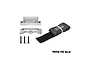 GPM Racing silver aluminium battery hold-down set with black velcro strap and three mounting screws on a white background.