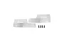 Two silver stainless steel GPM Racing rear mud guards with four black mounting screws on a white background.