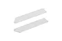 Two silver stainless steel side chassis skid plates for an RC vehicle, shown from an isometric angle against a white background.