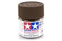 A small glass jar of Tamiya XF-79 Linoleum Deck Brown acrylic paint with a brown ribbed plastic cap against a white background.