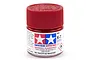 A small glass jar of Tamiya X-7 Red Gloss Acrylic Paint with a red plastic screw-top lid, set against a plain white background.