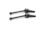 Two black Yeah Racing CVD driveshafts for RC cars, featuring metal construction and the YR logo, isolated on a white background.
