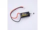 FMS 050 Power Dash brushed motor with attached red and black wires, a white connector, and a small metal pinion gear on a white background.