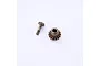 Two metal bevel gears for an RC car differential, one with a long shaft and one with a flat-sided hole, isolated on a white background.