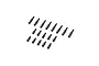 A set of 18 black steel ball studs for RC vehicles arranged in rows on a white background.