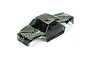 Pro-Line Coyote RC body shell with a black and green tear design on a white background.