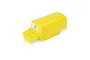 A yellow Pro-Line 1/16 scale school bus RC body shell viewed from a high angle against a white background.