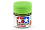 A 10ml jar of Tamiya X-25 Clear Green gloss acrylic paint with a bright green screw-top lid against a white background.