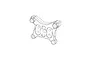 A black and white line drawing of an MJX RC front shock tower spare part.