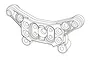 A black and white line drawing of an MJX RC rear shock tower spare part.