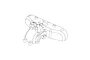 A black and white line drawing of an MJX RC rear upper gearbox cover spare part.