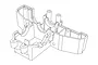 A black and white line drawing of an MJX RC rear lower bulkhead spare part.