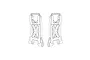 A line drawing illustration of two symmetrical RC car rear lower suspension arms.