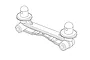 A black and white line drawing of an MJX RC front body post spare part, showing the mounting bracket and two vertical posts.