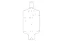 A black and white line drawing of an RC car main chassis plate with various mounting holes.