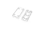 A line drawing illustration showing two rectangular RC chassis components with mounting holes and curved cutouts.