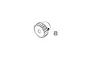 A line drawing of an MJX RC pinion gear with a separate grub screw shown on a white background.
