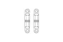 A technical line drawing of two identical RC steering link components shown side-by-side against a white background.