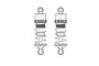 A technical line drawing showing two identical RC car shock absorbers side by side.