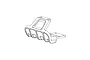 A black and white line drawing of an MJX RC front bumper spare part.