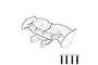 A black and white line drawing of an MJX RC rear wing spare part with four mounting screws shown below.