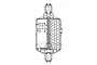 A black and white line drawing of an MJX RC main chassis showing the top-down view of the structural frame.